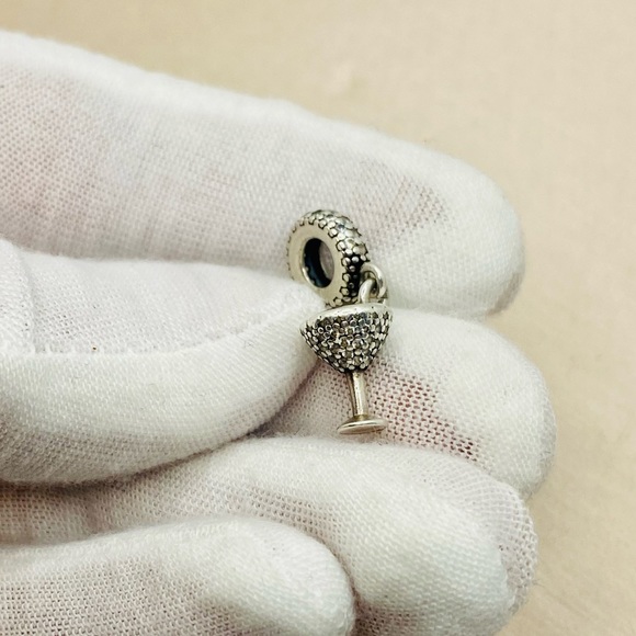 Pandora 791535CZ Sterling Silver Night Out Cocktail Glass Dangle Charm w/ CZ's - Picture 5 of 10